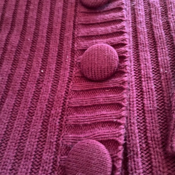 LINDA Matthews Purple button down hooded sweater L - Picture 6 of 9